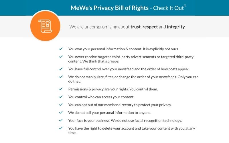MeWe Privacy Bill of Rights