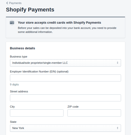 complete payment setup shopify