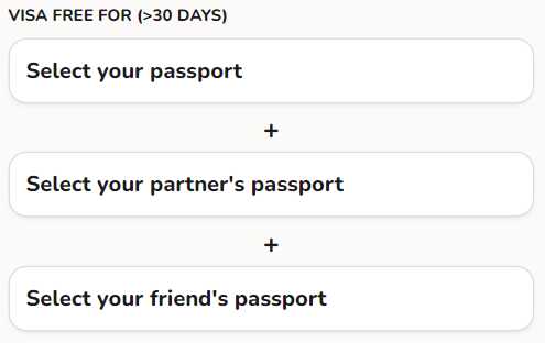 Visa Free for (>30 Days)