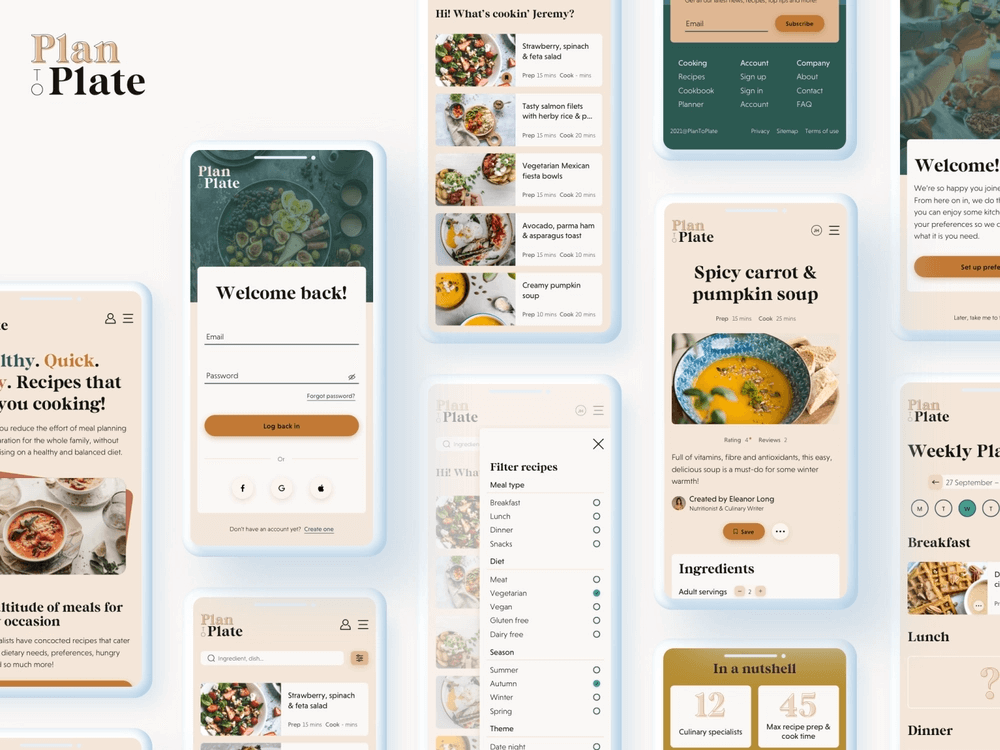 meal planning app UI