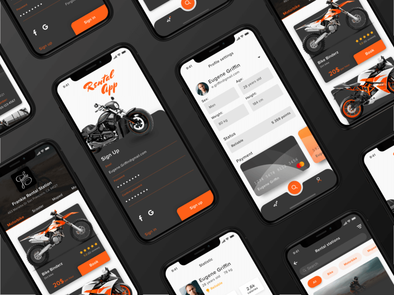 rental app for motorbike UI