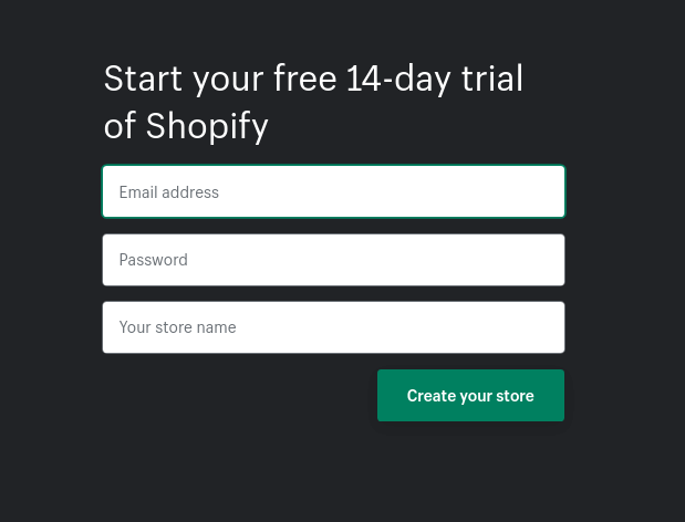 shopify free trail start